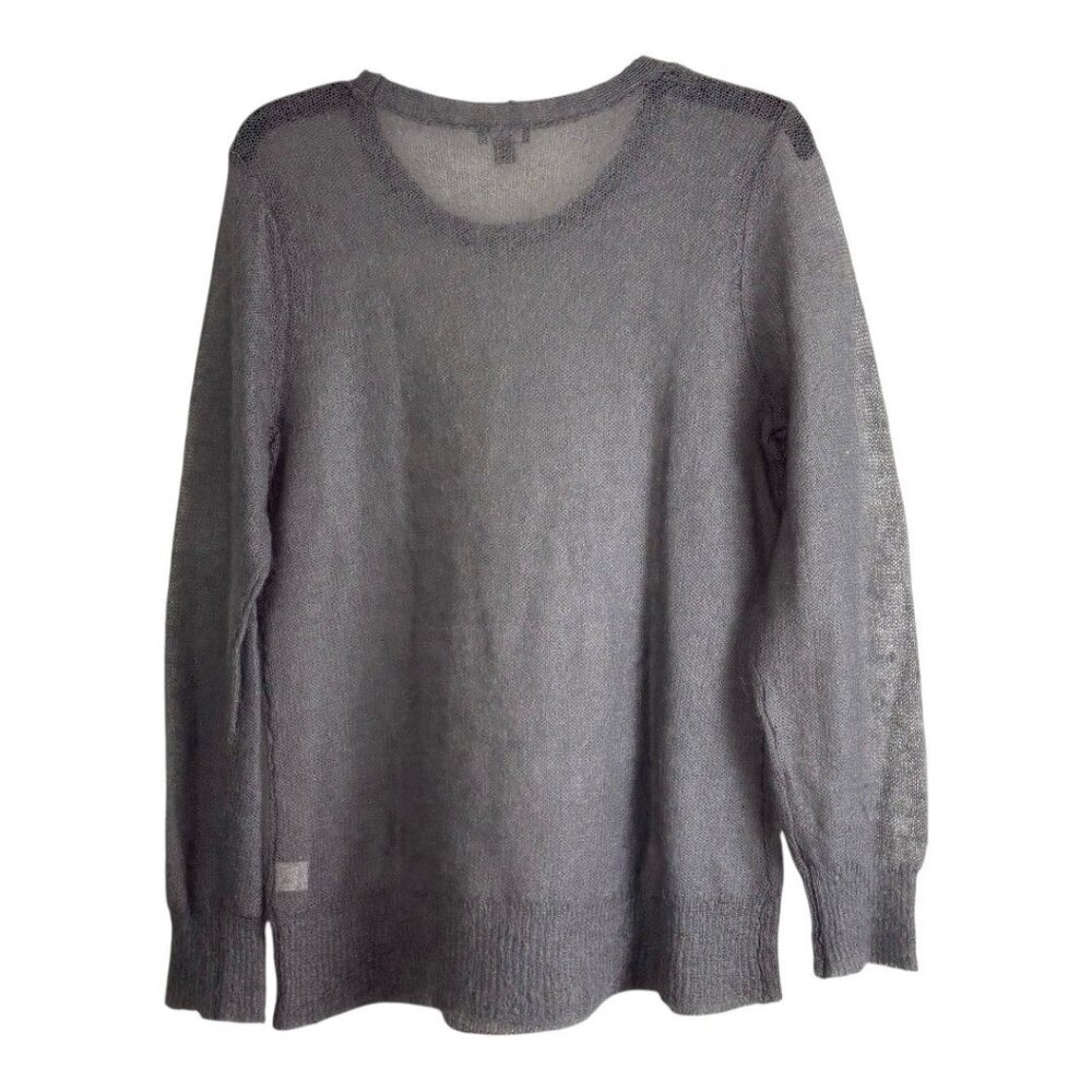 J Jill Womens Sweater Size Medium Gray Long Sleeve Thin Sheer Casual Mohair - Picture 1 of 10
